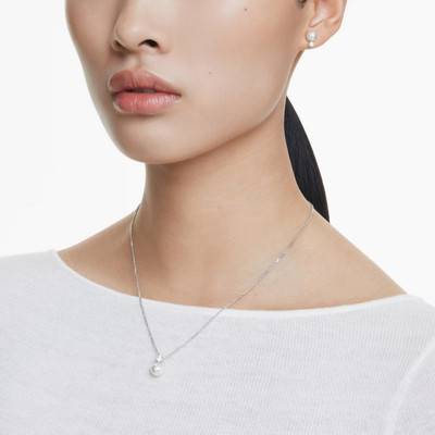 Rhodium-Plated Metal & White Crystals and Pearls Matrix Jewelry Set, Length 38 cm to 45 cm - 5689624 - Swarovski
