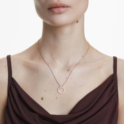 Rose Gold-Tone Metal & White Crystals and Pearl Round Matrix Necklace, Length 38 cm to 45 cm - 5692265 - Swarovski