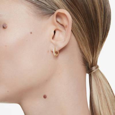 Petites Créoles Matrix Métal Doré & Cristaux Blancs, Diamètre 11 mm - 5697228 - Swarovski