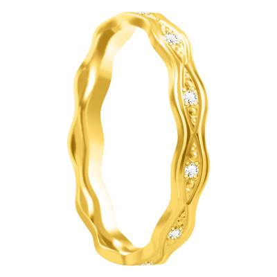 Alliance Confort Ondulée en Or Jaune 750 & Diamants 0,055 ct, Largeur 3 mm - Amore