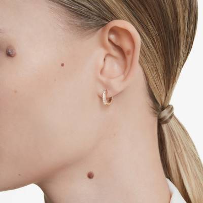 Petites Créoles Matrix Métal Doré Rose & Cristaux Blancs, Diamètre 11 mm - 5690669 - Swarovski