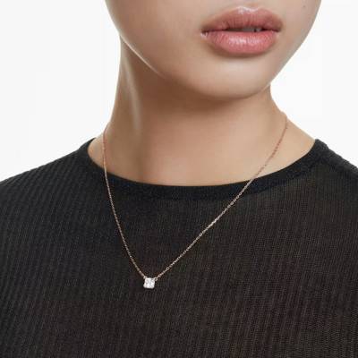 Collier Stilla Attract Métal Doré Rose & Cristal Blanc, Longueur 38 à 45 cm - 5701904 - Swarovski