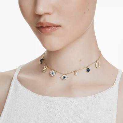 Gold-Plated Metal & Colorful Crystal Symbolica Necklace, Length 42 cm to 52 cm - 5692164 - Swarovski