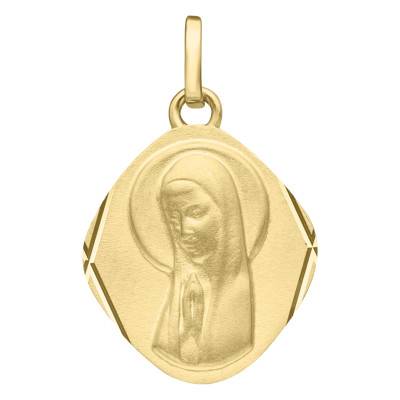 Médaille Losange Vierge En Prière, Or Jaune 375, 15 x 13 mm - Emanessence