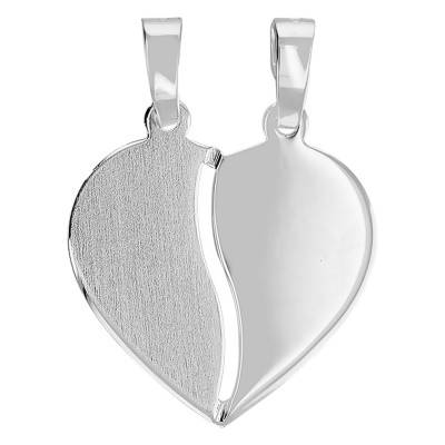 925 Sterling Silver Split Heart Pendant - Emanessence
