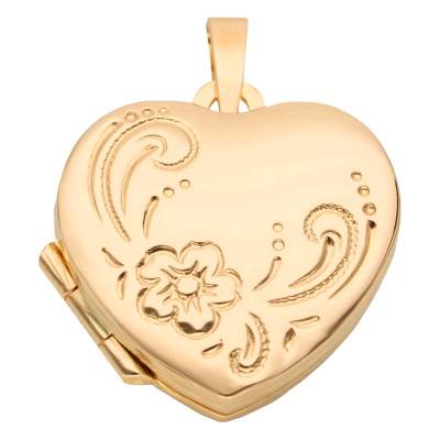 750 Yellow Gold Floral Heart Pendant - Emanessence