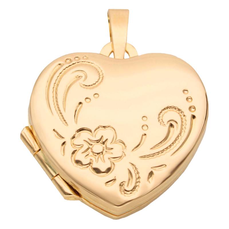 750 Yellow Gold Floral Heart Pendant - Emanessence