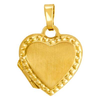 Yellow Gold 375 Heart Photo Pendant - Emanessence