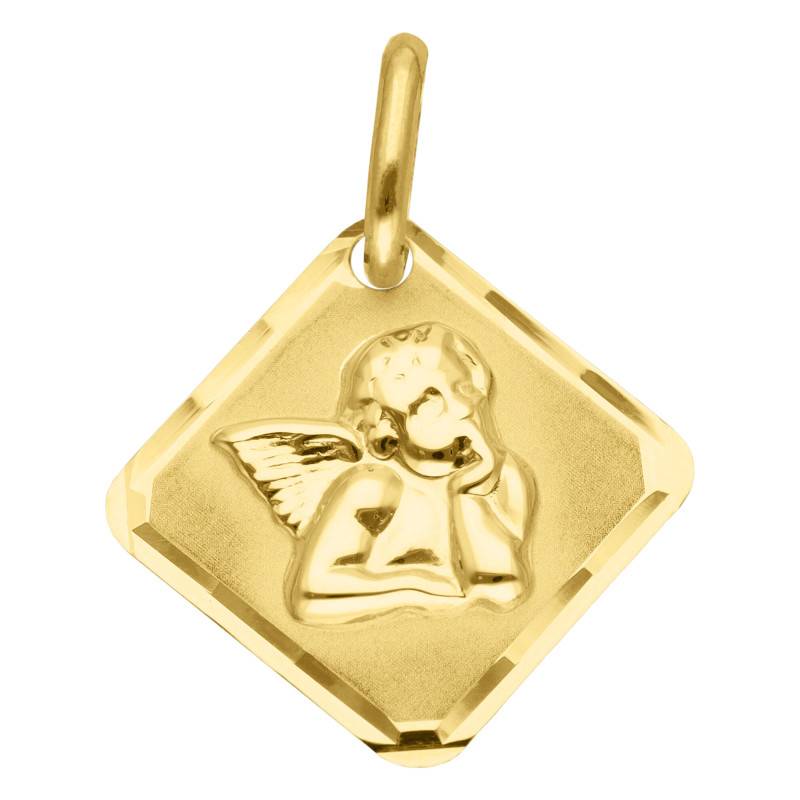 375/1000 Yellow Gold Thoughtful Angel Diamond-Shape Medal - Vandona