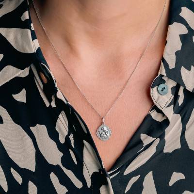 Médaille Losange Ange en Or Blanc 375 - Vandona
