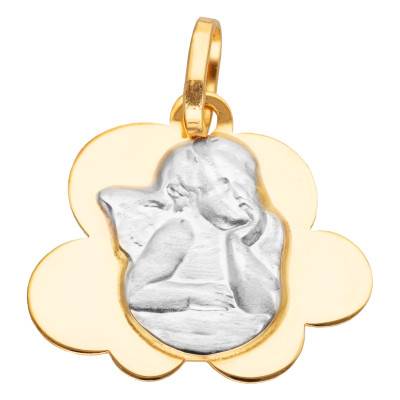Médaille Nuage Ange Pensif en 2 Ors 375 - Vandona