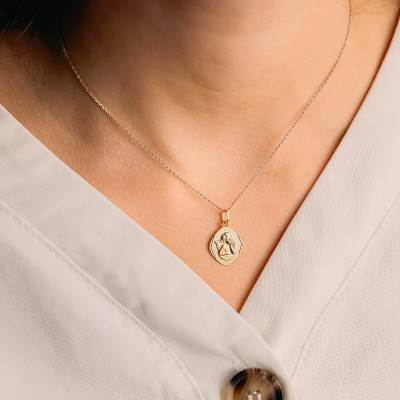 375 Yellow Gold Diamond Shape Angel Medal - Vandona