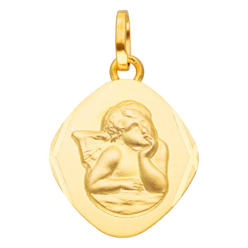 375 Yellow Gold Diamond Shape Angel Medal - Vandona