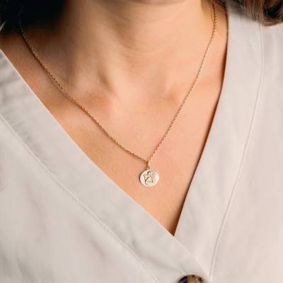 Médaille Ange avec Étoile en Or Jaune 750 - Vandona