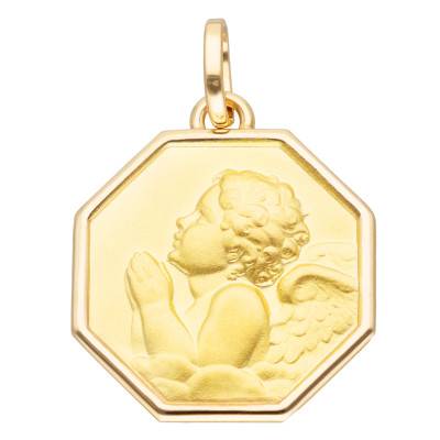 Octagonal 375/1000 Yellow Gold Angel Medal - Vandona
