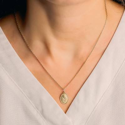 Médaille Ovale Vierge, Or Jaune 375 - Vandona