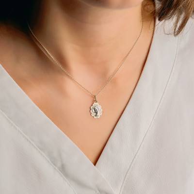 375 Yellow Gold Floral Virgin Medal - Vandona