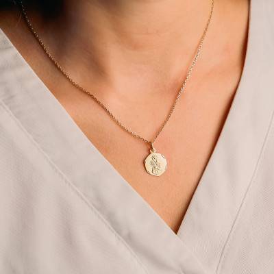 Hexagonal 750/1000 Yellow Gold Saint Christopher Medal - Vandona