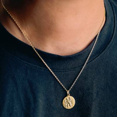 Médaille Ronde Saint Christophe en Or Jaune 750, Diamètre 17 mm - Vandona