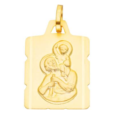 Médaille Rectangulaire Saint Christophe en Or Jaune 375 - Vandona