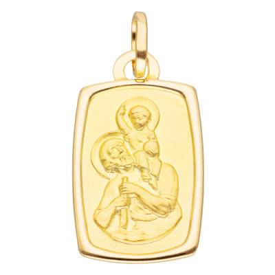 Médaille Rectangulaire Saint Christophe en Or Jaune 750 - Vandona