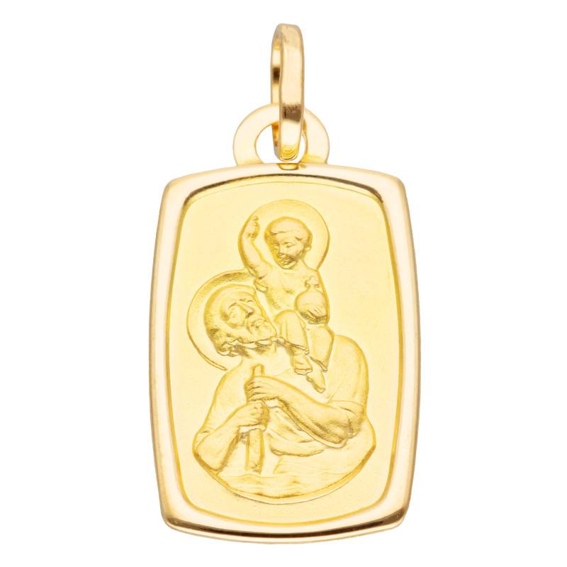 750 Yellow Gold Rectangular Saint Christopher Medal - Vandona