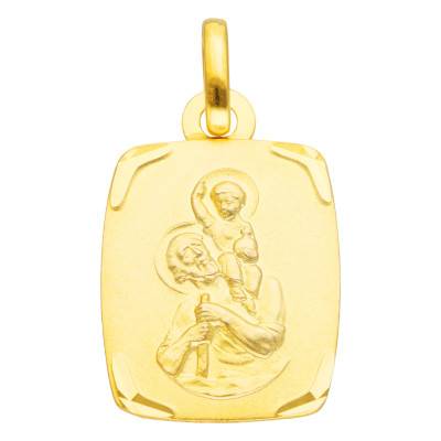 375 Yellow Gold Rectangular Framed Saint Christopher Medal - Vandona