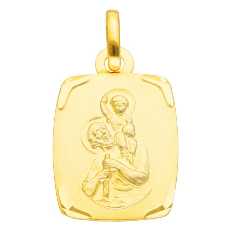375 Yellow Gold Rectangular Framed Saint Christopher Medal - Vandona