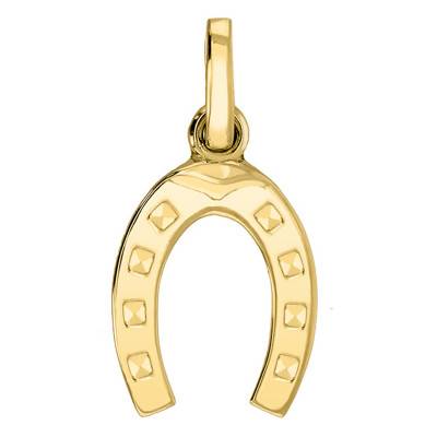 750 Yellow Gold Oval Horseshoe Pendant - Emanessence