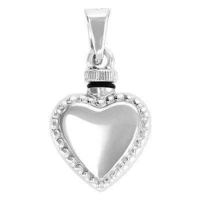 Pendentif porte-liquide cœur contour pointillés argent rhodié - Emanessence
