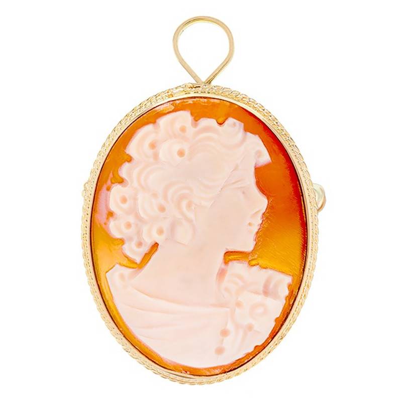 Aristocratie Yellow Gold 750 Cameo Brooch Pendant - Emanessence