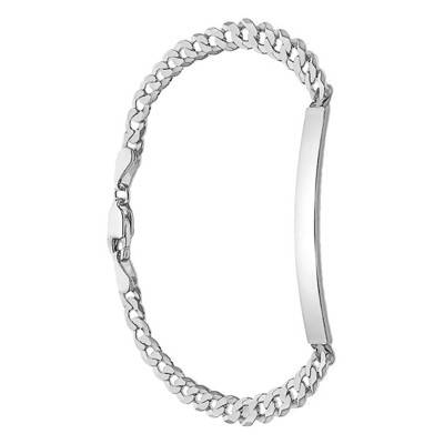 Silver Curb Chain ID Bracelet, 19cm Length - Emanessence - Emanessence