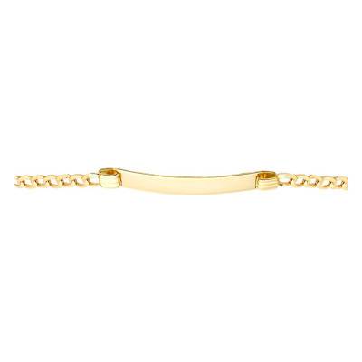 375/1000 Yellow Gold Curb Chain ID Bracelet, 19 cm - Emanessence