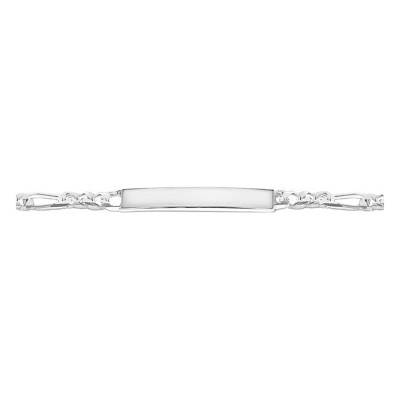 Gourmette identité, maille figaro, Argent, Longueur 20 cm - Emanessence