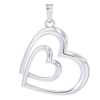 925 Silver Open-Work Double Heart Pendant - Emanessence