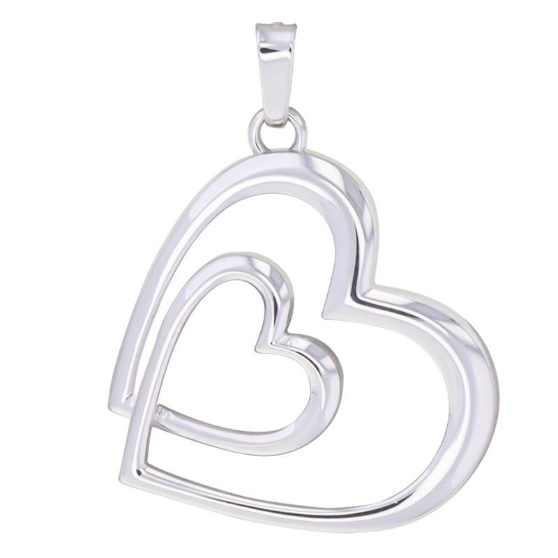 925 Silver Open-Work Double Heart Pendant - Emanessence