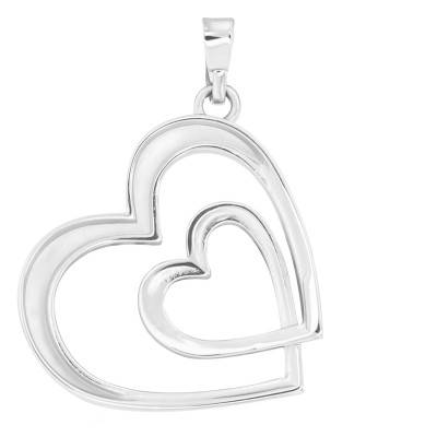 925 Silver Open-Work Double Heart Pendant - Emanessence