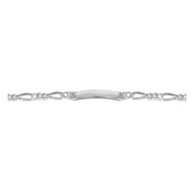 Gourmette identité, maille figaro, argent, Longueur 19 cm - Emanessence