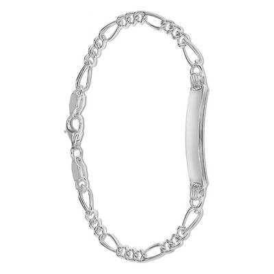 Gourmette identité, maille figaro, argent, Longueur 19 cm - Emanessence