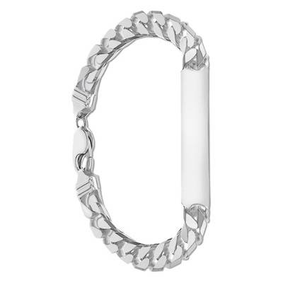 Silver Cuban Link ID Bracelet, Length 21.50 cm - Emanessence