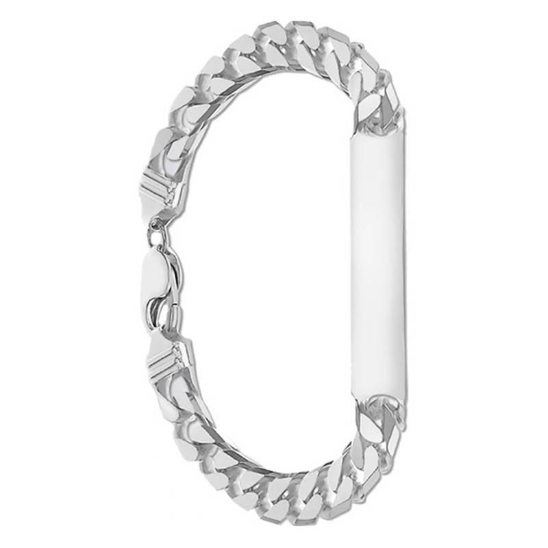 Silver Cuban Link ID Bracelet, Length 21.50 cm - Emanessence