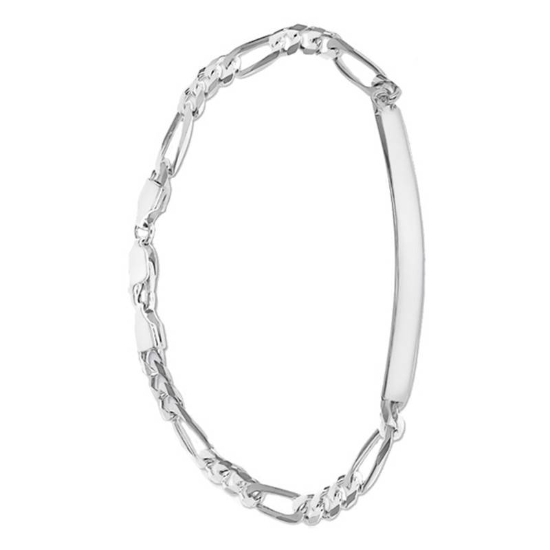 Silver Figaro Chain ID Bracelet, Length 20 cm - Emanessence