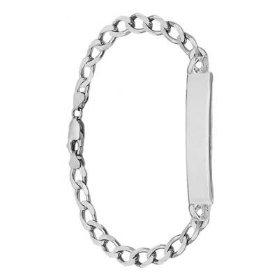 Silver Curb Chain ID Bracelet, Length 21.50 cm - Emanessence