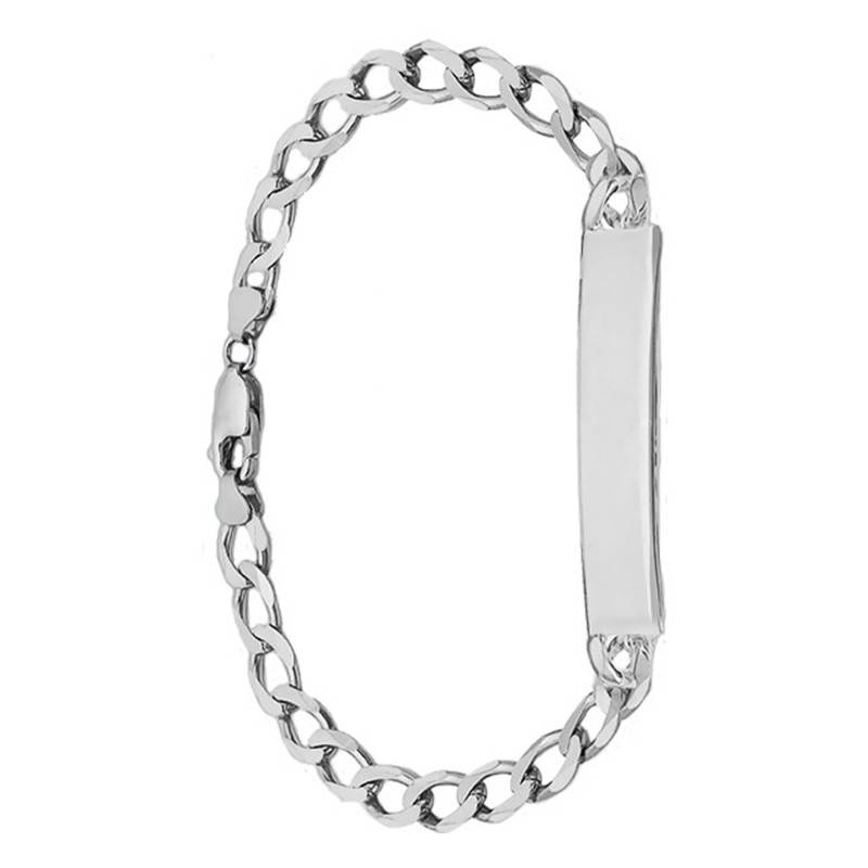 Silver Curb Chain ID Bracelet, Length 21.50 cm - Emanessence