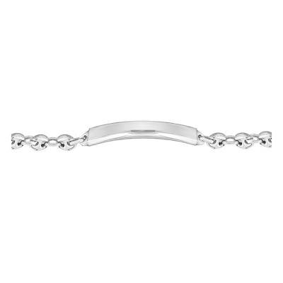 Gourmette identité, maille grain de café 7,5 mm, argent, Longueur 19 cm - Emanessence