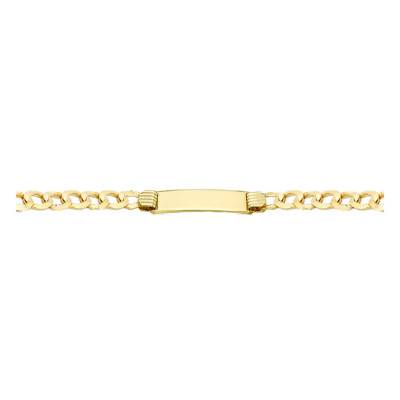 Gourmette Maille Gourmette, plaque 7 x 33,5 mm, Or Jaune 375, 20 cm - Emanessence