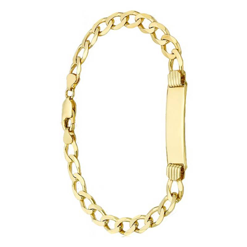 Yellow Gold 375 Curb Chain ID Bracelet, 20 cm - Emanessence