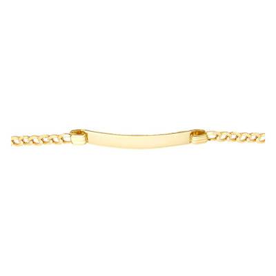 Gourmette Maille Gourmette, plaque 5,5 x 25 mm, Or Jaune 375, 18 cm - Emanessence