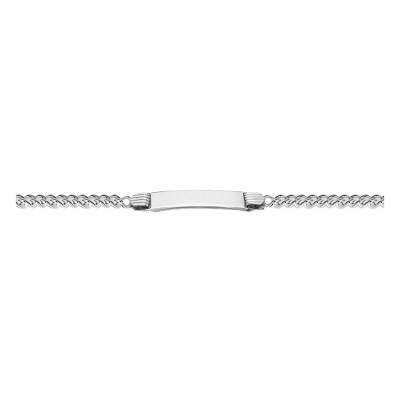 Silver Grooved-Clip Curb Chain ID Bracelet, Length 19 cm - Emanessence