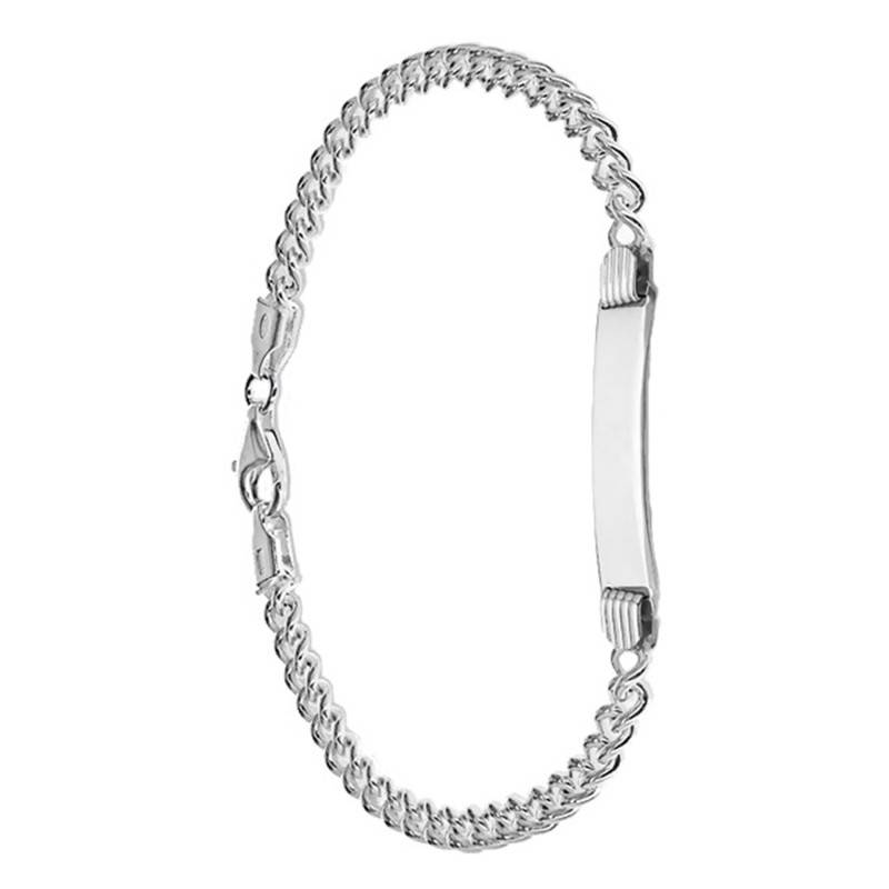 Silver Grooved-Clip Curb Chain ID Bracelet, Length 19 cm - Emanessence